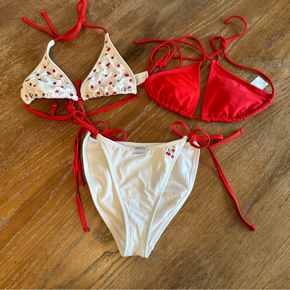Cherry Print Red and White Bikini Bundle